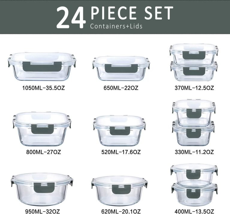 24-Piece Glass Food Storage Set – Airtight, Oven & Microwave Safe